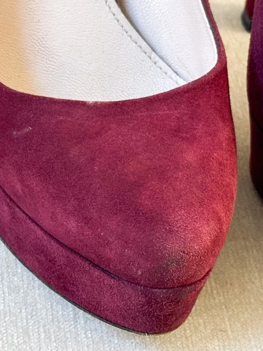 Miu Miu Burgundy Suede Platform Pumps Sculptural Heels 37.5